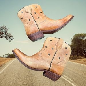 Bed Stu Star Studded Leather Mini Western Boots